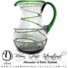 Jarra Pera Espiral Abierto Borde y Asa de Color Verde Jade, Artesanías de Vidrio Soplado - Blown Glass Pitchar Glass of Water Handmade