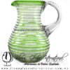 Jarra Pera Borde y Espiral de Color Verde Lima, Asa Cristal, Artesanías de Vidrio Soplado - Blown Glass Pitchar glass of water handmade