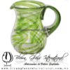 Jarra Pera Borde e Hilo Jalado y Asa de Color Verde Lima, Artesanías de Vidrio Soplado - Blown Glass Pitchar Jar of Water handmade