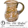 Jarra Pera Borde e Hilo Jalado y Asa de Color Ámbar, Artesanías de Vidrio Soplado - Blown Glass Pitchar Jar of Water handmade