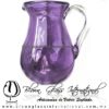 Jarra Pera Lustre y Sólido de Color Morado, Asa Cristal, Blown Glass Pitchar Jar of Water Handmade