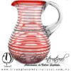 Jarra Pera Borde y Espiral de Color Rojo, Asa Cristal, Artesanías de Vidrio Soplado - Blown Glass Pitchar glass of water handmade