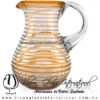 Jarra Pera Borde y Espiral de Color Naranja, Asa Cristal, Artesanías de Vidrio Soplado - Blown Glass Pitchar glass of water handmade