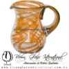 Jarra Pera Borde e Hilo Jalado y Asa de Color Naranja, Artesanías de Vidrio Soplado - Blown Glass Pitchar Jar of Water handmade