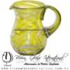 Jarra Pera Borde e Hilo Jalado y Asa de Color Amarillo, Artesanías de Vidrio Soplado - Blown Glass Pitchar Jar of Water handmade