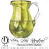 Jarra Pera Lustre y Sólido de Color Amarillo, Asa Cristal, Blown Glass Pitchar Jar of Water Handmade
