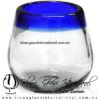 Vaso bola Barril Borde de color azul Cobalto, Artesanías de Vidrio Soplado - Blown Glass Whisky tequila handmade Vaso bola Barril Borde de color azul Cobalto, Artesanías de Vidrio Soplado - Blown Glass Whisky tequila handmade