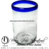 Vaso para Agua borde de color Azul Cobalto, Artesanías de Vidrio Soplado - Blown Glass factory store water glass Handmade