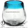 Vaso bola Barril Borde de color azul Aguamarina, Artesanías de Vidrio Soplado - Blown Glass Whisky tequila handmade Vaso bola Barril Borde de color azul Aguamarina, Artesanías de Vidrio Soplado - Blown Glass Whisky tequila handmade
