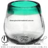 Vaso bola Barril Borde de color azul Teal (Turquesa), Artesanías de Vidrio Soplado - Blown Glass Whisky tequila handmade Vaso bola Barril Borde de color azul Teal (Turquesa), Artesanías de Vidrio Soplado - Blown Glass Whisky tequila handmade