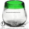 Vaso bola Barril Borde de color verde Jade, Artesanías de Vidrio Soplado - Blown Glass Whisky tequila handmade Vaso bola Barril Borde de color verde Jade, Artesanías de Vidrio Soplado - Blown Glass Whisky tequila handmade