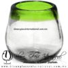 Vaso bola Barril Borde de color verde Lima, Artesanías de Vidrio Soplado - Blown Glass Whisky tequila handmade Vaso bola Barril Borde de color verde Lima, Artesanías de Vidrio Soplado - Blown Glass Whisky tequila handmade