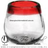 Vaso bola Barril Borde de color Rojo, Artesanías de Vidrio Soplado - Blown Glass Whisky tequila handmade Vaso bola Barril Borde de color Rojo, Artesanías de Vidrio Soplado - Blown Glass Whisky tequila handmade
