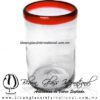 Vaso para Agua borde de color Rojo, Artesanías de Vidrio Soplado - Blown Glass water glass Handmade