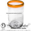Vaso para Agua borde de color Naranja, Artesanías de Vidrio Soplado - Blown Glass water glass Handmade