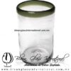 Vaso para Agua borde de color Verde Olivo, Artesanías de Vidrio Soplado - Blown Glass water glass Handmade