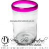 Vaso para Agua borde de color rosa mexicano Fucsia pink, Artesanías de Vidrio Soplado - Blown Glass water glass Handmade
