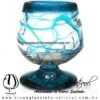 15-0002-3-2498-0000 Copa Coñac Telaraña Borde y Pie de Color Azul Aguamarina, Artesanías de Vidrio Soplado - Blown Glass Cognac Cup Handmade