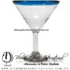 Copa Martini borde de color Artesanal, de Vidrio Soplado, Borde Azul Aguamarina - Martini Glass Cup, Handmade Copa Martini borde de color Artesanal, de Vidrio Soplado, Borde Azul Aguamarina - Martini Glass Cup, Handmade