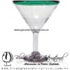 Copa Martini borde de color Artesanal, de Vidrio Soplado, Borde Azul Teal (Turquesa) - Martini Glass Cup, Handmade Copa Martini borde de color Artesanal, de Vidrio Soplado, Borde Azul Teal (Turquesa) - Martini Glass Cup, Handmade