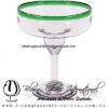 Copa Margarita vaso Borde de Color Verde Jade (pie cristal), Artesanías de Vidrio Soplado - Blown Glass Margarita Cup Handmade