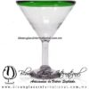 Copa Martini borde de color Artesanal, de Vidrio Soplado, Borde Verde Jade - Martini Glass Cup, Handmade Copa Martini borde de color Artesanal, de Vidrio Soplado, Borde Verde Jade - Martini Glass Cup, Handmade