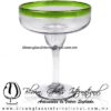 Copa Margarita vaso Borde de Color Verde Lima (pie cristal), Artesanías de Vidrio Soplado - Blown Glass Margarita Cup Handmade