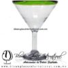 Copa Martini borde de color Artesanal, de Vidrio Soplado, Borde Verde Lima - Martini Glass Cup, Handmade Copa Martini borde de color Artesanal, de Vidrio Soplado, Borde Verde Lima - Martini Glass Cup, Handmade