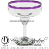 Copa Margarita vaso Borde de Color Morado (pie cristal), Artesanías de Vidrio Soplado - Blown Glass Margarita Cup Handmade