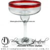 Copa Margarita vaso Borde de Color Rojo (pie cristal), Artesanías de Vidrio Soplado - Blown Glass Margarita Cup Handmade