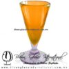 Copa Cónica Cervecera Color Sólido Naranja (pie cristal), Artesanías de Vidrio Soplado - Blown Glass Cup Handmade