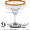 Copa Margarita vaso Borde de Color Naranja (pie cristal), Artesanías de Vidrio Soplado - Blown Glass Margarita Cup Handmade