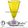 Copa Cónica Cervecera Color Sólido Amarillo (pie cristal), Artesanías de Vidrio Soplado - Blown Glass Cup Handmade