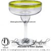 Copa Margarita vaso Borde de Color Amarillo (pie cristal), Artesanías de Vidrio Soplado - Blown Glass Margarita Cup Handmade