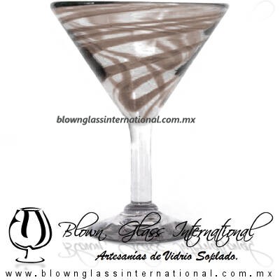 Copa Martini Hilo Jalado de color Chocolate (pie cristal) Artesanias de Vidrio Soplado Fino - Blown Glass Martini Cup Handmade Copa Martini Hilo Jalado de color Chocolate (pie cristal) Artesanias de Vidrio Soplado Fino - Blown Glass Martini Cup Handmade