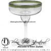 Copa Margarita vaso Borde de Color Verde Olivo (pie cristal), Artesanías de Vidrio Soplado - Blown Glass Margarita Cup Handmade