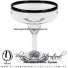 Copa Margarita vaso Borde de Color Negro (pie cristal), Artesanías de Vidrio Soplado - Blown Glass Margarita Cup Handmade