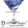 Copa Martini Hilo Jalado de color Azul Cobalto y Azul Aguamarina (pie cristal) Artesanias de Vidrio Soplado Fino - Blown Glass Martini Cup Handmade Copa Martini Hilo Jalado bicolor Azul Cobalto y Azul Aguamarina (pie cristal) Artesanias de Vidrio Soplado Fino - Blown Glass Martini Cup Handmade