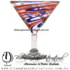 Copa Martini Hilo Jalado bicolor Azul Cobalto y Rojo (pie cristal) Artesanias de Vidrio Soplado Fino - Blown Glass Martini Cup Handmade Copa Martini Hilo Jalado bicolor Azul Cobalto y Rojo (pie cristal) Artesanias de Vidrio Soplado Fino - Blown Glass Martini Cup Handmade