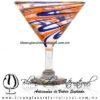 Copa Martini Hilo Jalado bicolor Azul Cobalto y Naranja (pie cristal) Artesanias de Vidrio Soplado Fino - Blown Glass Martini Cup Handmade Copa Martini Hilo Jalado bicolor Azul Cobalto y Naranja (pie cristal) Artesanias de Vidrio Soplado Fino - Blown Glass Martini Cup Handmade