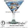 Copa Martini Hilo Jalado bicolor Azul Aguamarina y Chocolate (pie cristal) Artesanias de Vidrio Soplado Fino - Blown Glass Martini Cup Handmade Copa Martini Hilo Jalado bicolor Azul Aguamarina y Chocolate (pie cristal) Artesanias de Vidrio Soplado Fino - Blown Glass Martini Cup Handmade