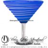 Copa Martini solido y espiral de color opalino Azul Cobalto y blanco, Artesanal de Vidrio Soplado - Blown Glass Martini Cup Handmade