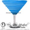 Copa Martini solido y espiral de color opalino Azul Aguamarina y blanco, Artesanal de Vidrio Soplado - Blown Glass Martini Cup Handmade