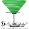 Copa Martini solido y espiral de color opalino Verde Jade y blanco, Artesanal de Vidrio Soplado - Blown Glass Martini Cup Handmade