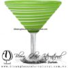 Copa Martini solido y espiral de color opalino Verde Lima y blanco, Artesanal de Vidrio Soplado - Blown Glass Martini Cup Handmade