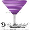 Copa Martini solido y espiral de color opalino Morado y blanco, Artesanal de Vidrio Soplado - Blown Glass Martini Cup Handmade
