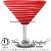 Copa Martini solido y espiral de color opalino Rojo y blanco, Artesanal de Vidrio Soplado - Blown Glass Martini Cup Handmade