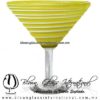 Copa Martini solido y espiral de color opalino Amarillo y blanco, Artesanal de Vidrio Soplado - Blown Glass Martini Cup Handmade