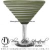 Copa Martini solido y espiral de color opalino Verde Olivo y blanco, Artesanal de Vidrio Soplado - Blown Glass Martini Cup Handmade
