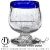 Copa Coñac Craquelado Borde de Color Azul Cobalto, Artesanias de Vidrio Soplado - Blown Glass Cognac Cup Handmade